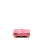 Chanel small classic double flap bag lambskin pink/yellow with iridescent pink hardware