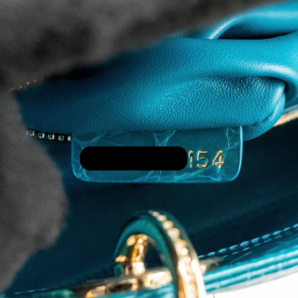 Dior mini lady dior shiny crocodile niloticus blue with crystal LGHW