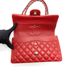CHANEL CLASSIC DOUBLE FLAP BAG CAVIAR RED SHW