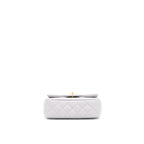 CHANEL PEARL CRUSH MINI RECTANGULAR LAMBSKIN GREY BRUSHED GHW (MICROCHIP)
