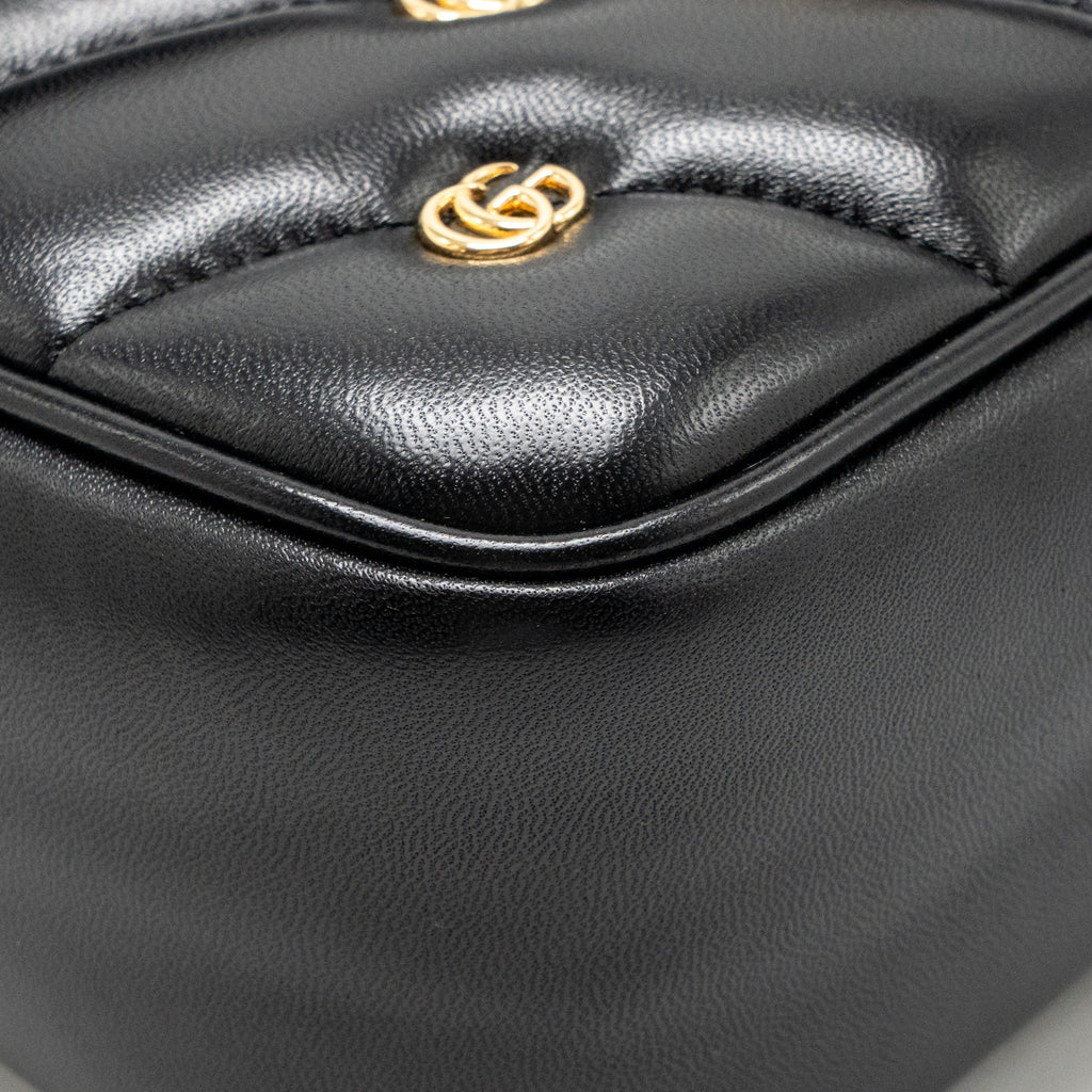 Gucci medium GG marmont studded matelasse shoulder bag lambskin black GHW