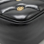 Gucci medium GG marmont studded matelasse shoulder bag lambskin black GHW