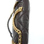 CHANEL 21A MAXI 19 FLAP BAG LAMBSKIN DARK BROWN MULTICOLOUR HARDWARE (MICROCHIP)