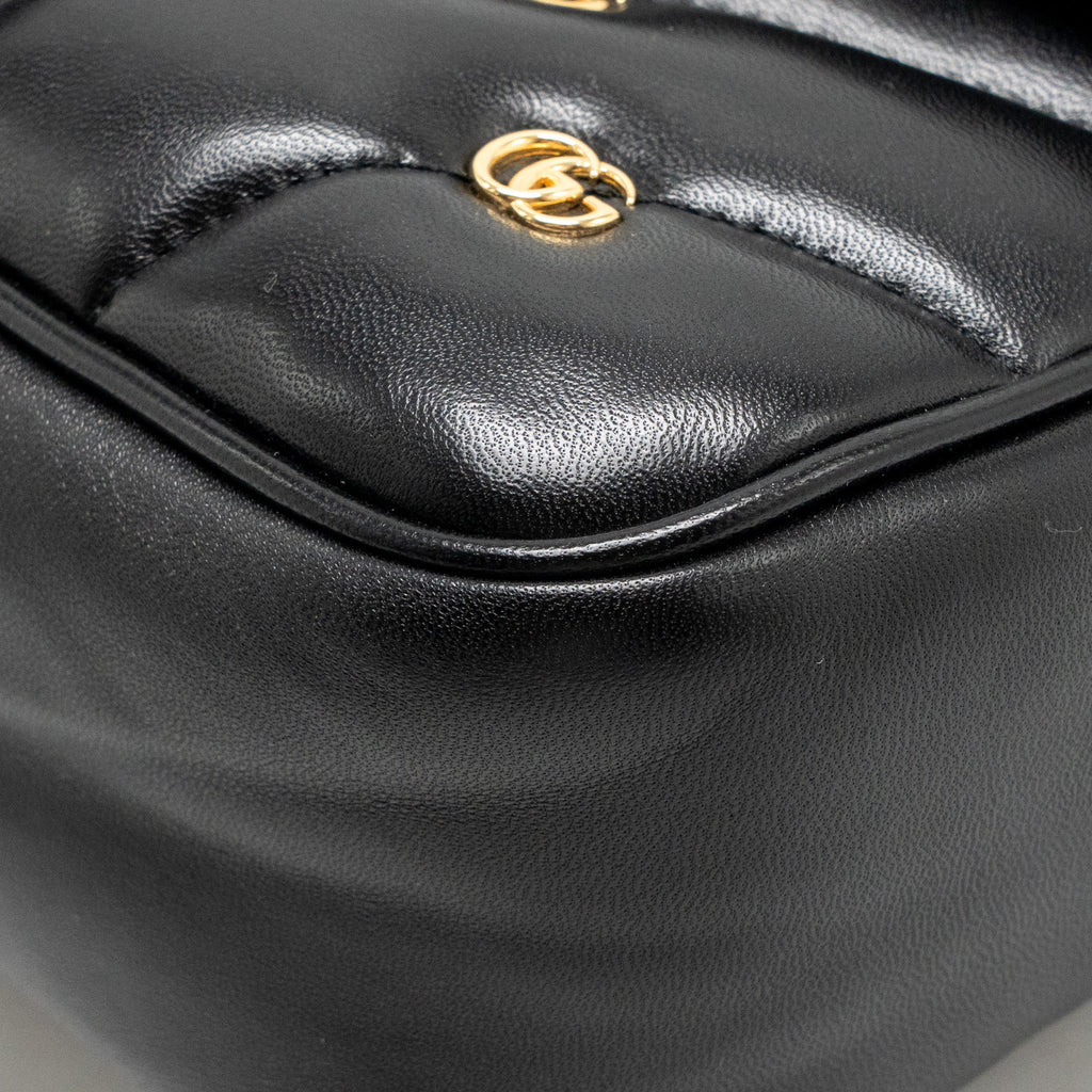 Gucci medium GG marmont studded matelasse shoulder bag lambskin black GHW