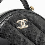 Chanel Top Handle Round Vanity Case Caviar Black LGHW