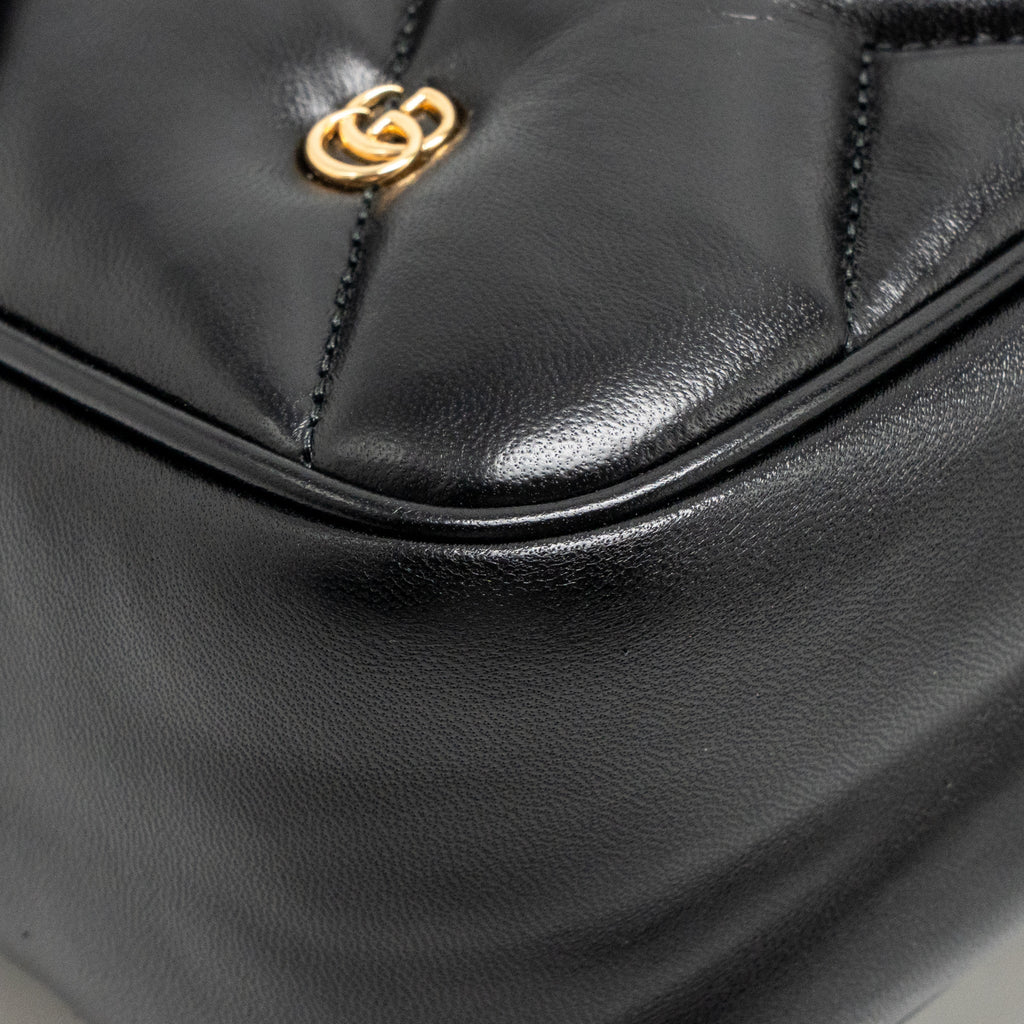 Gucci medium GG marmont studded matelasse shoulder bag lambskin black GHW