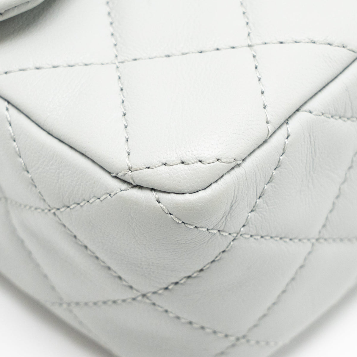 CHANEL PEARL CRUSH MINI RECTANGULAR FLAP BAG LAMBSKIN GREY GHW (MICROCHIP)