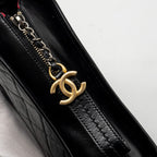 CHANEL SMALL GABRIELLE HOBO BAG AGED CALFSKIN BLACK MULTICOLOUR HARDWARE (MICROCHIP)