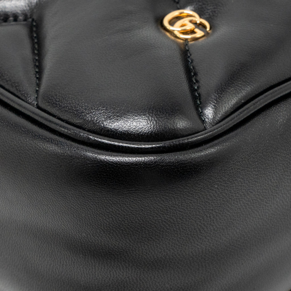 Gucci medium GG marmont studded matelasse shoulder bag lambskin black GHW