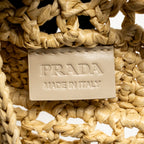 Prada Crochet raffia tote bag beige
