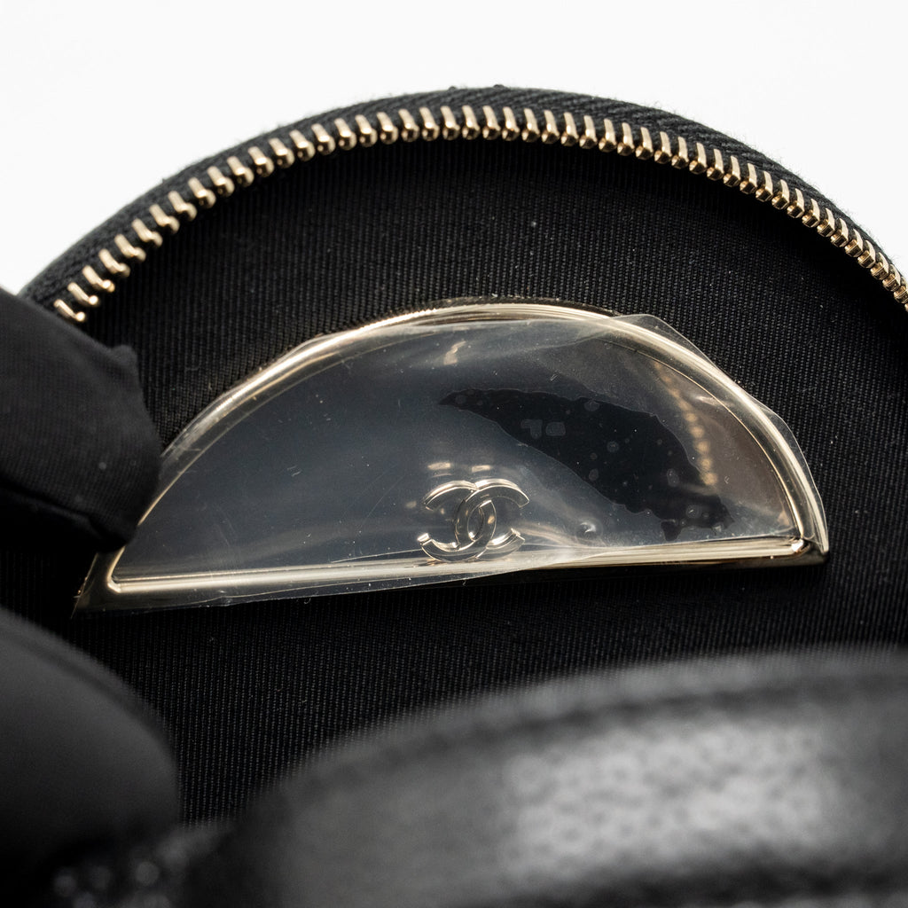Chanel Top Handle Round Vanity Case Caviar Black LGHW