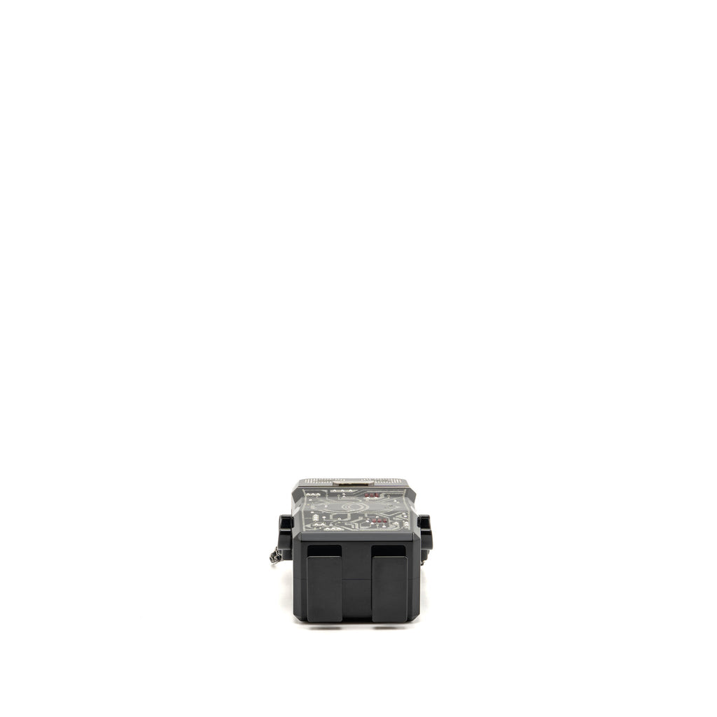 Chanel plexiglass crystal robot Minaudiere evening bag black SHW