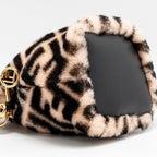 FENDI MON TRESOR BUCKET BAG SHEARLING ZUCCA PINK/BLACK GHW