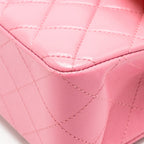 Chanel small classic double flap bag lambskin pink/yellow with iridescent pink hardware