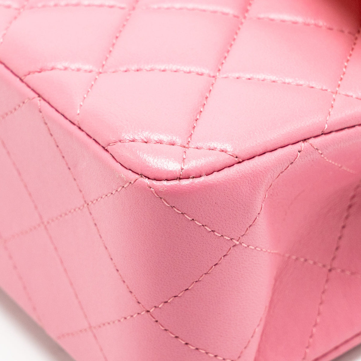 Chanel small classic double flap bag lambskin pink/yellow with iridescent pink hardware