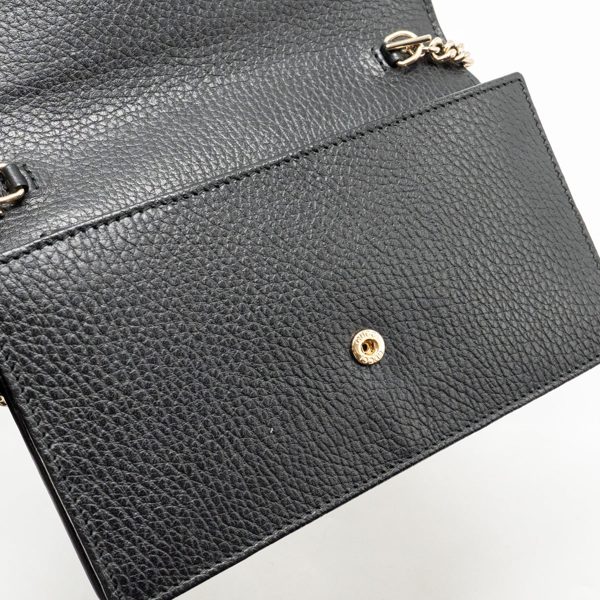 GUCCI INTERLOCKING CHAIN WALLET CALFSKIN BLACK GHW
