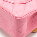 Chanel small classic double flap bag lambskin pink/yellow with iridescent pink hardware