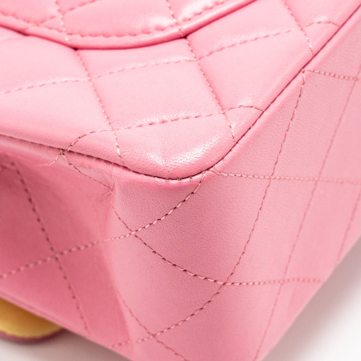 Chanel small classic double flap bag lambskin pink/yellow with iridescent pink hardware