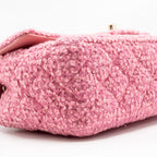 Chanel classic mini rectangular flap bag tweed pink LGHW (microchip)