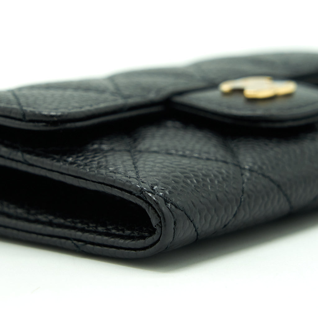 CHANEL CLASSIC FLAP CARD HOLDER CAVIAR BLACK GHW