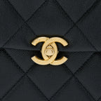 CHANEL 22P FLAP BACKPACK CAVIAR BLACK BRUSHED GHW (MICROCHIP)
