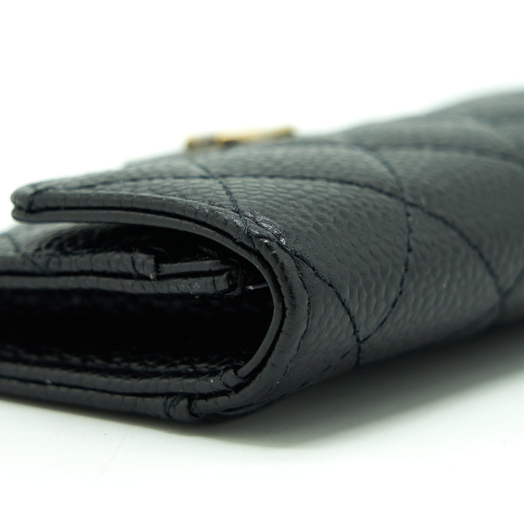 CHANEL CLASSIC FLAP CARD HOLDER CAVIAR BLACK GHW