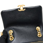 CHANEL 22P FLAP BACKPACK CAVIAR BLACK BRUSHED GHW (MICROCHIP)