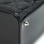 DIOR MEDIUM LADY DIOR PATENT LEATHER BLACK SHW
