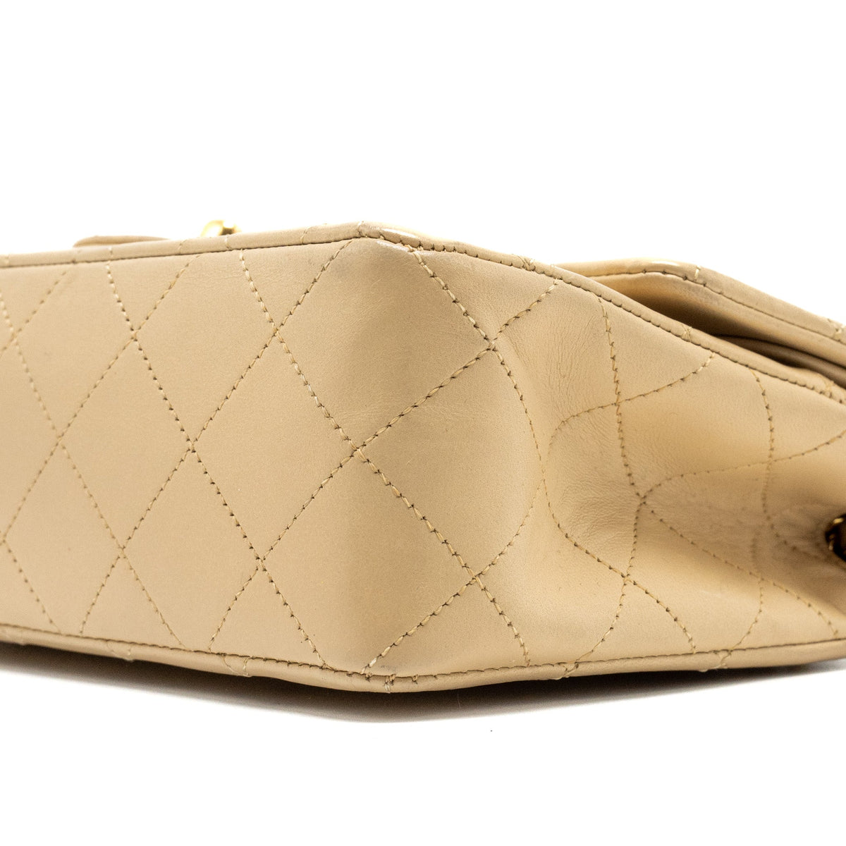 CHANEL VINTAGE SMALL CLASSIC FLAP BAG LAMBSKIN BEIGE GHW
