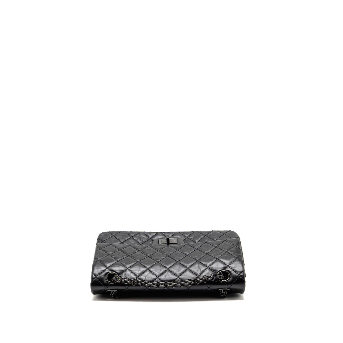CHANEL SMALL 2.55 REISSUE DOUBLE FLAP BAG AGED CALFSKIN SO BLACK