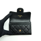 CHANEL CLASSIC FLAP CARD HOLDER CAVIAR BLACK GHW