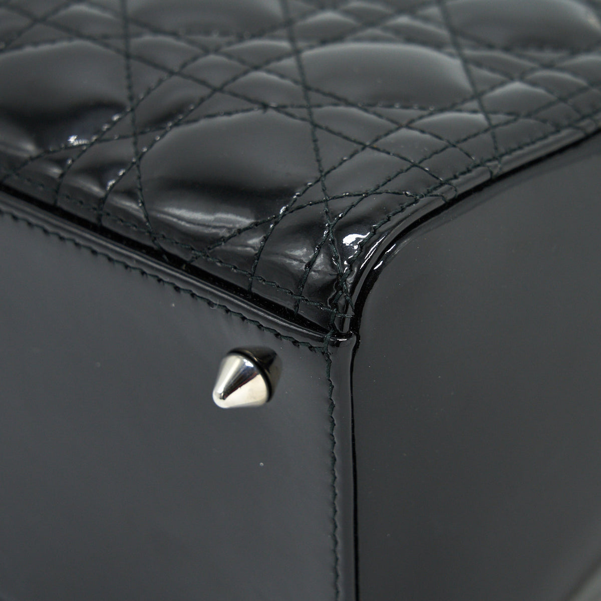 DIOR MEDIUM LADY DIOR PATENT LEATHER BLACK SHW