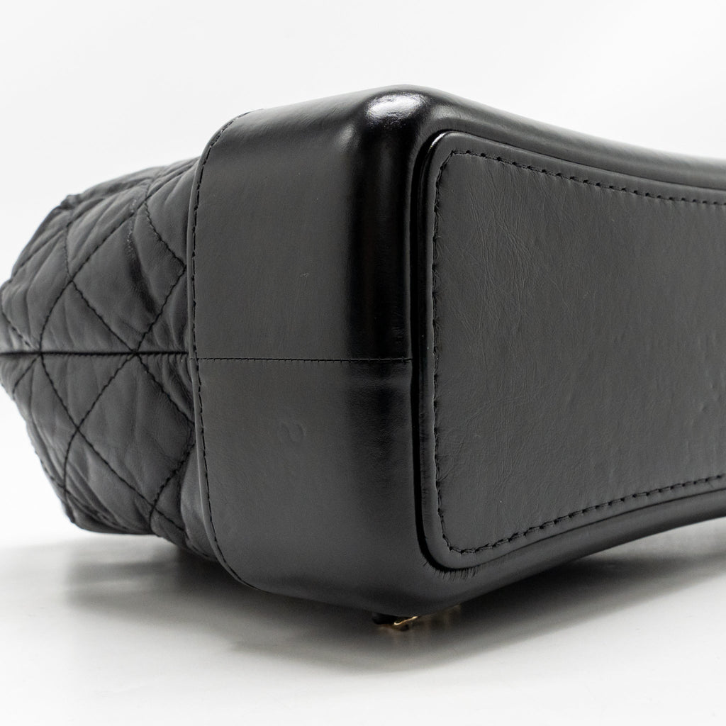 Chanel Gabrielle Backpack Aged Calfskin BLACK Multicolour Hardware