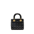 Dior small lady dior crinkled patent calfskin black ruthenium gold hardware