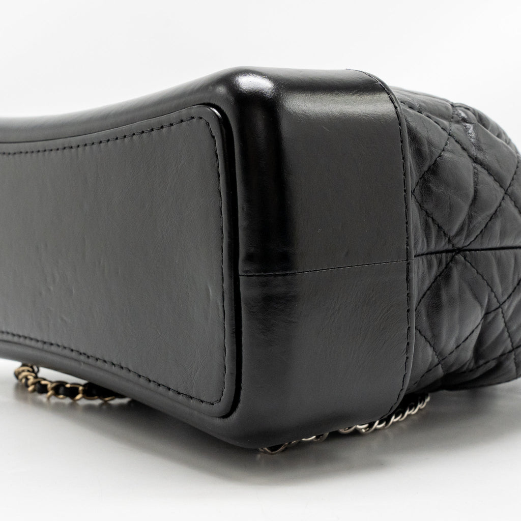 Chanel Gabrielle Backpack Aged Calfskin BLACK Multicolour Hardware
