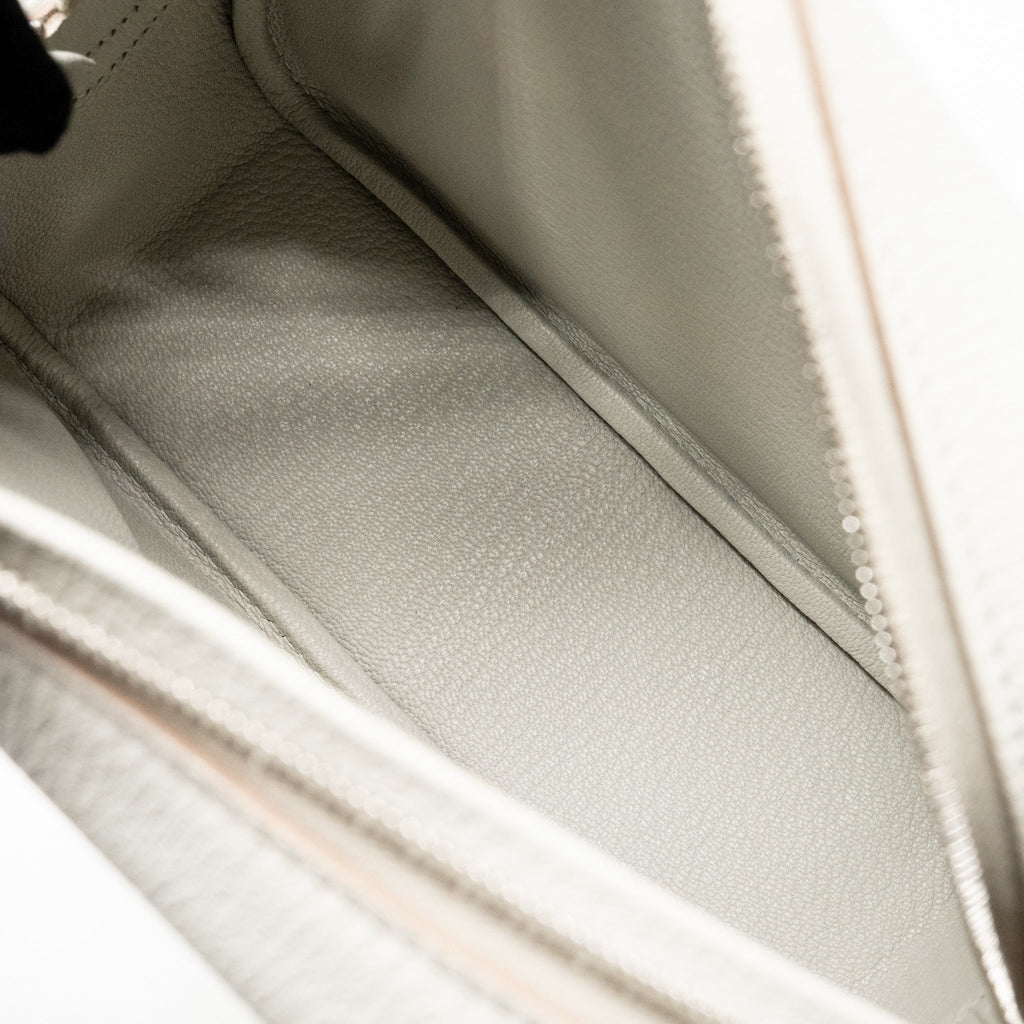Hermes Plume Mini Chèvre Mysore Gris Perle SHW