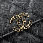 CHANEL TOP HANDLE MINI FLAP BAG CAVIAR BLACK LGHW (MICROCHIP)