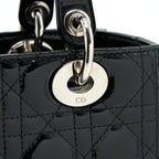 DIOR MEDIUM LADY DIOR PATENT LEATHER BLACK SHW