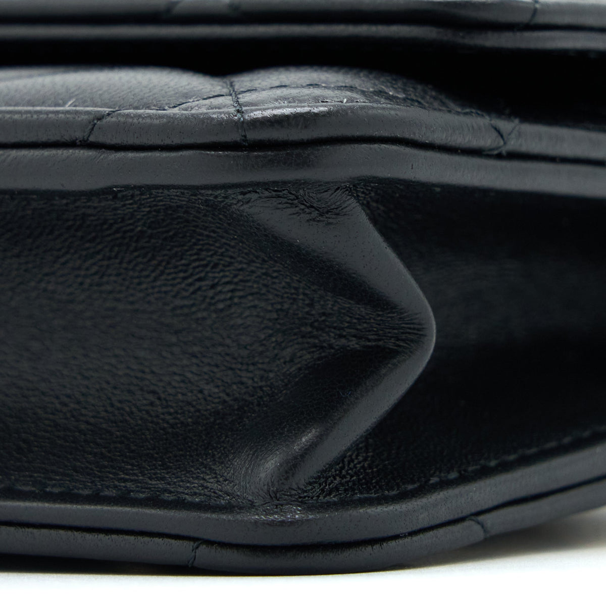 CHANEL PEARL CRUSH WALLET ON CHAIN LAMBSKIN BLACK BRUSHED GHW (MICROCHIP)