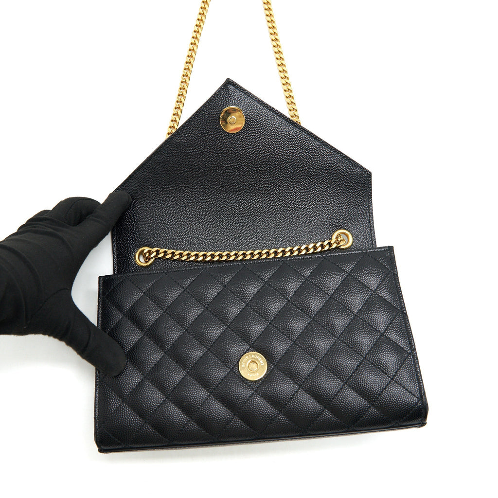 LAURENT SMALL ENVELOPE CROSSBODY BAG BLACK WITH GHW