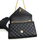 LAURENT SMALL ENVELOPE CROSSBODY BAG BLACK WITH GHW