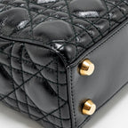 Dior small lady dior crinkled patent calfskin black ruthenium gold hardware