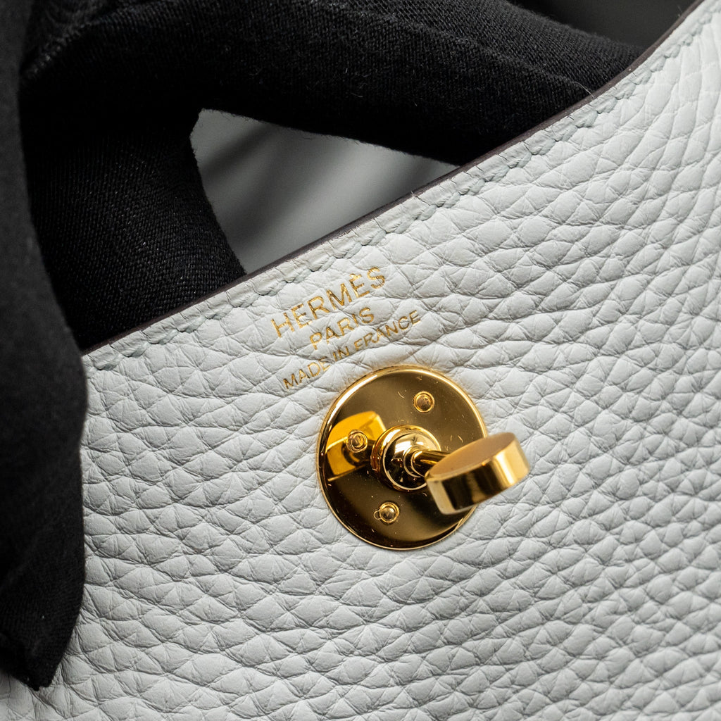 Hermes Mini Lindy Clemence Bleu Pale GHW