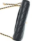 CHANEL PEARL CRUSH WALLET ON CHAIN LAMBSKIN BLACK BRUSHED GHW (MICROCHIP)