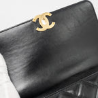 CHANEL GOLD CRUSH FLAP BAG CALFSKIN BLACK GHW (MICROCHIP)