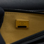 CHANEL PEARL CRUSH WALLET ON CHAIN LAMBSKIN BLACK BRUSHED GHW (MICROCHIP)