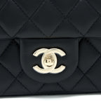 CHANEL 23C PEARL CRUSH MINI RECTANGULAR LAMBSKIN BLACK LGHW (MICROCHIP)