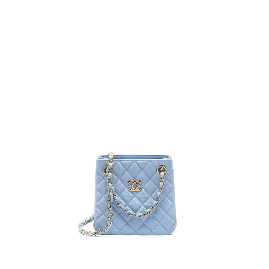 Chanel small vanity with chain caviar light blue LGHW (microchip)