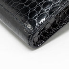 Hermes Kelly Cut Clutch Shiny CROCODILE POROSUS BLACK GHW