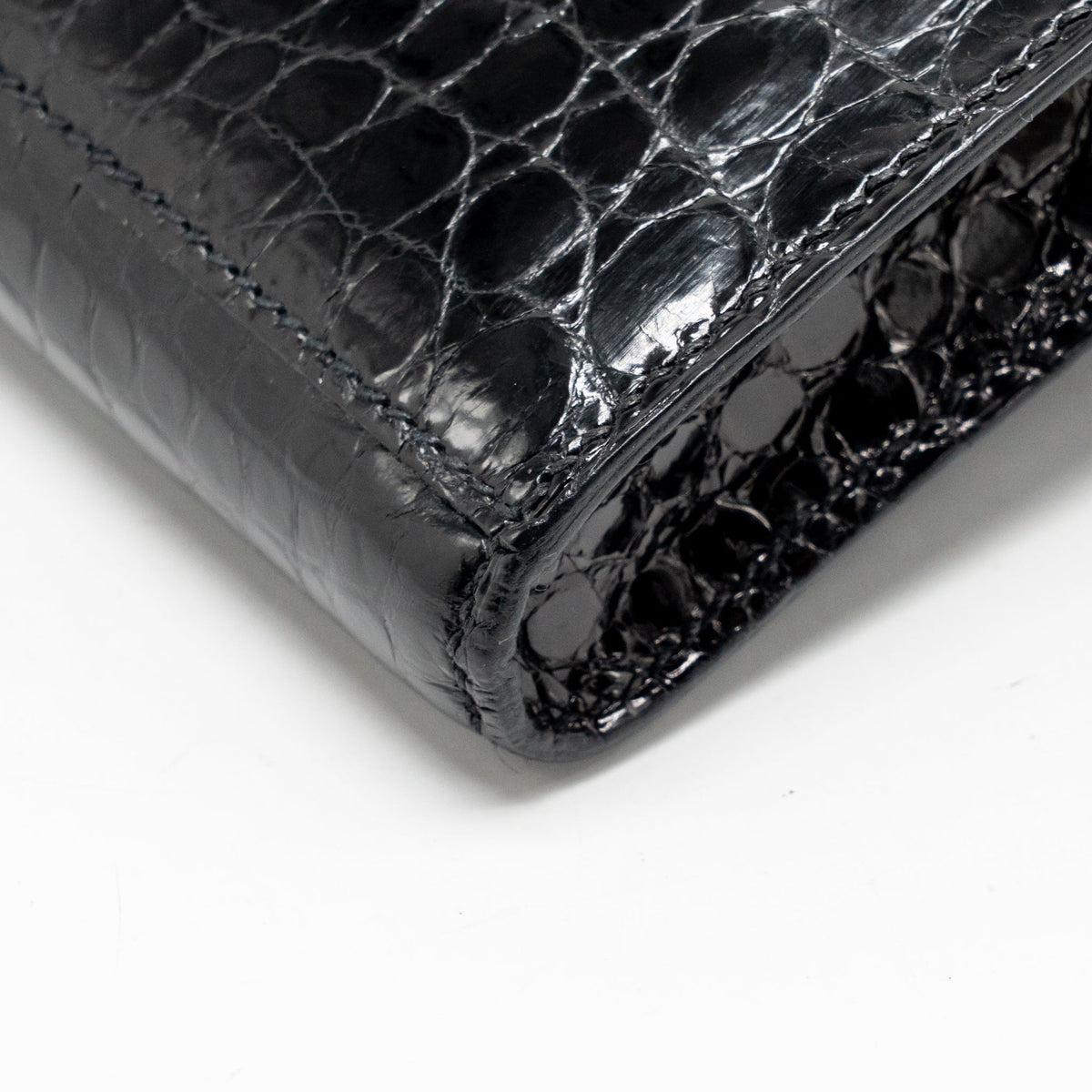 Hermes Kelly Cut Clutch Shiny CROCODILE POROSUS BLACK GHW